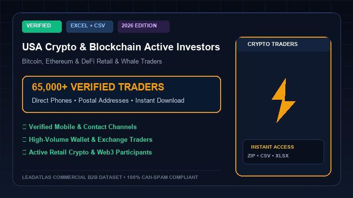 USA Crypto Traders & Active Blockchain Investors (65,000+ Leads)