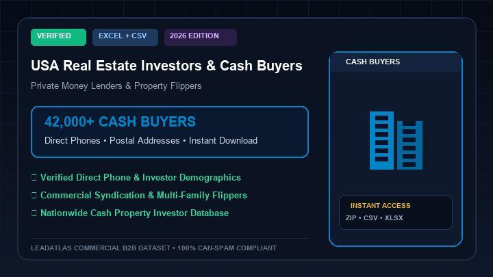 USA Real Estate Investors & Cash Property Buyers (42,000+ Leads)